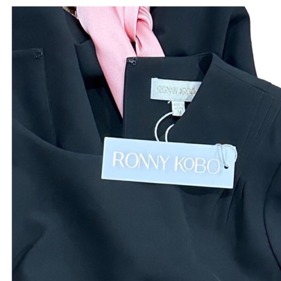 RONNY Kobo Freya Pink Bow Long Sleeve Retro 80’s Style Cocktail Mini Medium NEW - Picture 13 of 14